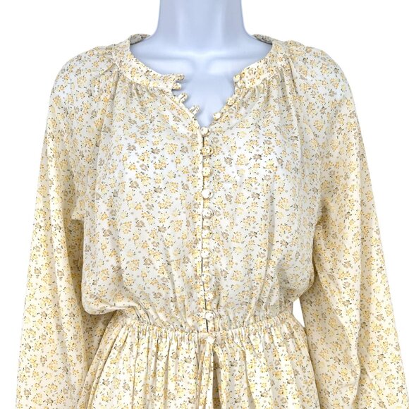 Line & Dot Mimi Floral Long Sleeve Romper Yellow White Size Small - Picture 2 of 13